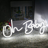 Oh Baby Neon Sign Acrylic USB Powered Wall Decor Neon Light for Bar Wedding Holiday Party Birthday Baby Shower White Light