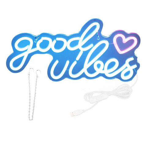 Neon Sign Good Vibes LED Light Acrylic USB Powered Wall Hang Neon Wall Decor for Bar Party Wedding Bedroom In Australia - Darrahopens