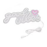 Neon Sign Good Vibes LED Light Acrylic USB Powered Wall Hang Neon Wall Decor for Bar Party Wedding Bedroom In Australia - Darrahopens