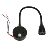 LED Wall Mounted Reading Light Touch Control 3 Color Temperature Dimmable Bedside Reading Lamp with Gooseneck Hose for RV Boat Motorhome DC 12 to 24V Black