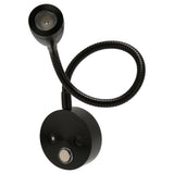 LED Wall Mounted Reading Light Touch Control 3 Color Temperature Dimmable Bedside Reading Lamp with Gooseneck Hose for RV Boat Motorhome DC 12 to 24V Black