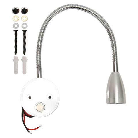 LED Wall Mounted Reading Light Touch Control 3 Color Temperature Dimmable Bedside Reading Lamp with Gooseneck Hose for RV Boat Motorhome DC 12 to 24V Silver In Australia - Darrahopens