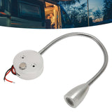 LED Wall Mounted Reading Light Touch Control 3 Color Temperature Dimmable Bedside Reading Lamp with Gooseneck Hose for RV Boat Motorhome DC 12 to 24V Silver