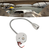 LED Wall Mounted Reading Light Touch Control 3 Color Temperature Dimmable Bedside Reading Lamp with Gooseneck Hose for RV Boat Motorhome DC 12 to 24V Silver