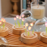 Flower Night Light Tulip Night Lamp Home Decoration Night Light Bedside Light for Office Bedroom Pink