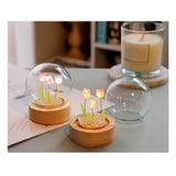 Flower Night Light Tulip Night Lamp Home Decoration Night Light Bedside Light for Office Bedroom Pink