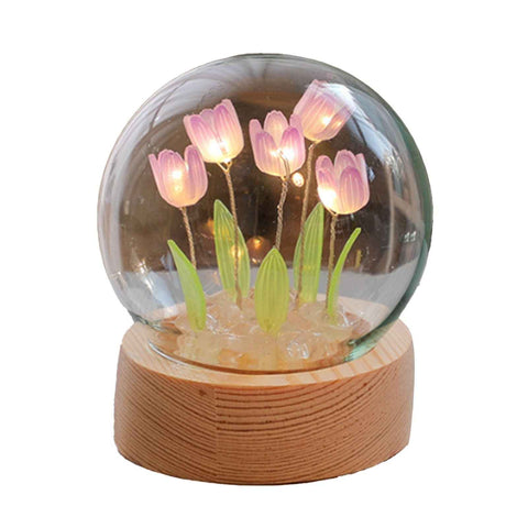 Flower Night Light Tulip Night Lamp Home Decoration Night Light Bedside Light for Office Bedroom Purple In Australia - Darrahopens