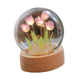 Flower Night Light Tulip Night Lamp Home Decoration Night Light Bedside Light for Office Bedroom Purple In Australia - Darrahopens