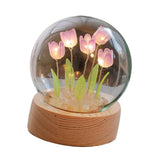 Flower Night Light Tulip Night Lamp Home Decoration Night Light Bedside Light for Office Bedroom Purple In Australia - Darrahopens