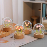 Flower Night Light Tulip Night Lamp Home Decoration Night Light Bedside Light for Office Bedroom Purple
