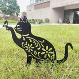 Cat Decorative Garden Stake Iron Hollow Exquisite Cat Garden Decor