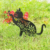 Cat Decorative Garden Stake Iron Hollow Exquisite Cat Garden Decor