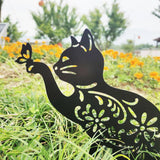 Cat Decorative Garden Stake Iron Hollow Exquisite Cat Garden Decor