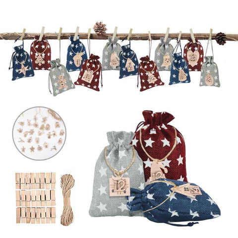 Advent Calendar Gift Bags DIY Countdown Calendar Christmas Bags with Drawstring 24 Days Hanging Gift Bags for Christmas Decorations Wood Board In Australia - Darrahopens