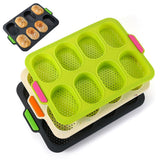 8 Grids Silicone Mold Oval Shape DIY Perforated Cake Baking Mould Kitchen Baking Tool Grey