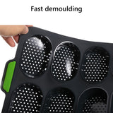 8 Grids Silicone Mold Oval Shape DIY Perforated Cake Baking Mould Kitchen Baking Tool Grey