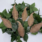 Christmas Tree Leaves Ornament Glittery Leaf with Clip Tree Hanging Baubles Decor for Christmas Home Party Decoration