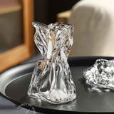 Pleated Glass Vase Light Luxury Hydroponic Vase Living Room Dining Table Dried Flower Vase Flower Arrangement Ornaments In Australia - Darrahopens