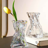 Pleated Glass Vase Light Luxury Hydroponic Vase Living Room Dining Table Dried Flower Vase Flower Arrangement Ornaments In Australia - Darrahopens