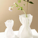 Pleated Glass Vase Light Luxury Hydroponic Vase Living Room Dining Table Dried Flower Vase Flower Arrangement Ornaments