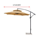2.7m Double Top Sunshade Umbrella Cloth Replace Outdoor Courtyard Garden Umbrella Surface Replace Rainproof Sunshade Cloth