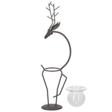 Deer Shape Wrought Iron Plant Stand Transparent Glass Hydroponic Plant Vase for Living RoomType A In Australia - Darrahopens