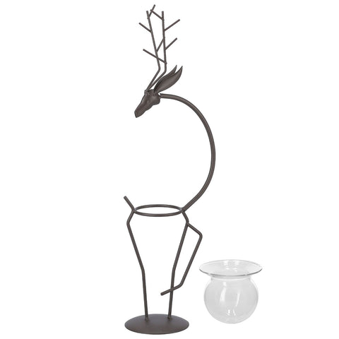 Deer Shape Wrought Iron Plant Stand Transparent Glass Hydroponic Plant Vase for Living RoomType A In Australia - Darrahopens