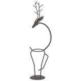 Deer Shape Wrought Iron Plant Stand Transparent Glass Hydroponic Plant Vase for Living RoomType A