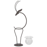 Deer Shape Wrought Iron Plant Stand Transparent Glass Hydroponic Plant Vase for Living RoomType B In Australia - Darrahopens
