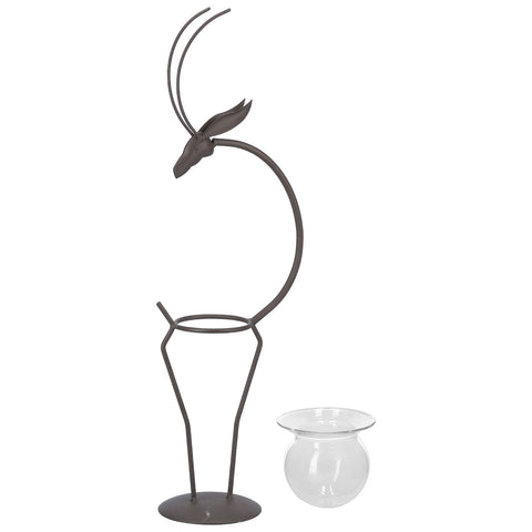 Deer Shape Wrought Iron Plant Stand Transparent Glass Hydroponic Plant Vase for Living RoomType B In Australia - Darrahopens