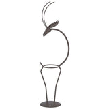 Deer Shape Wrought Iron Plant Stand Transparent Glass Hydroponic Plant Vase for Living RoomType B