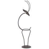 Deer Shape Wrought Iron Plant Stand Transparent Glass Hydroponic Plant Vase for Living RoomType B