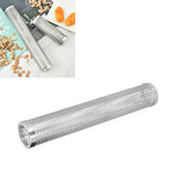 Smoker Box Cylindrical Detachable Large Capacity Fruit Wood BBQ Pellet Smoker Tube for Outdoor CampingL 30.6x5.3cm