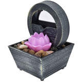 3V USB Plastic Flower Water Fountain LED Tabletop Fountain with Stones for Home Office Table Decoration
