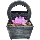 3V USB Plastic Flower Water Fountain LED Tabletop Fountain with Stones for Home Office Table Decoration