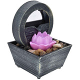 3V USB Plastic Flower Water Fountain LED Tabletop Fountain with Stones for Home Office Table Decoration