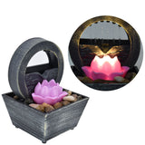 3V USB Plastic Flower Water Fountain LED Tabletop Fountain with Stones for Home Office Table Decoration