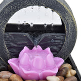 3V USB Plastic Flower Water Fountain LED Tabletop Fountain with Stones for Home Office Table Decoration