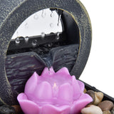 3V USB Plastic Flower Water Fountain LED Tabletop Fountain with Stones for Home Office Table Decoration