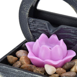 3V USB Plastic Flower Water Fountain LED Tabletop Fountain with Stones for Home Office Table Decoration