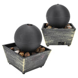 3V USB Indoor Tabletop Ball Fountain with LED Light and Stone Desktop Fountain for Home Office Decor