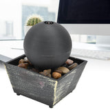 3V USB Indoor Tabletop Ball Fountain with LED Light and Stone Desktop Fountain for Home Office Decor