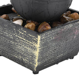 3V USB Indoor Tabletop Ball Fountain with LED Light and Stone Desktop Fountain for Home Office Decor