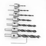 7Pcs Countersink Drill Bits Set Woodworking High Speed Steel Counter Sinker Drill Bit for Carpentry
