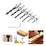 7Pcs Countersink Drill Bits Set Woodworking High Speed Steel Counter Sinker Drill Bit for Carpentry