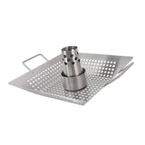 Beer Can Chicken Pan Food Grade Stainless Steel Beer Can Chicken Roaster Stand Holder with 2 Handle for Grill and Smoker