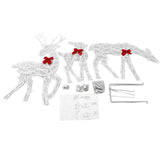 3 Piece Lighted Christmas Deer Family Set Outdoor Yard Decoration with LED Lights Red Bows Mother Child Reindeer Garden Decor In Australia - Darrahopens