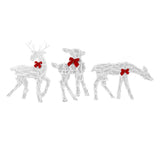 3 Piece Lighted Christmas Deer Family Set Outdoor Yard Decoration with LED Lights Red Bows Mother Child Reindeer Garden Decor In Australia - Darrahopens