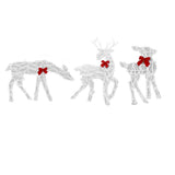 3 Piece Lighted Christmas Deer Family Set Outdoor Yard Decoration with LED Lights Red Bows Mother Child Reindeer Garden Decor In Australia - Darrahopens