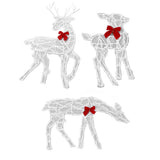 3 Piece Lighted Christmas Deer Family Set Outdoor Yard Decoration with LED Lights Red Bows Mother Child Reindeer Garden Decor In Australia - Darrahopens